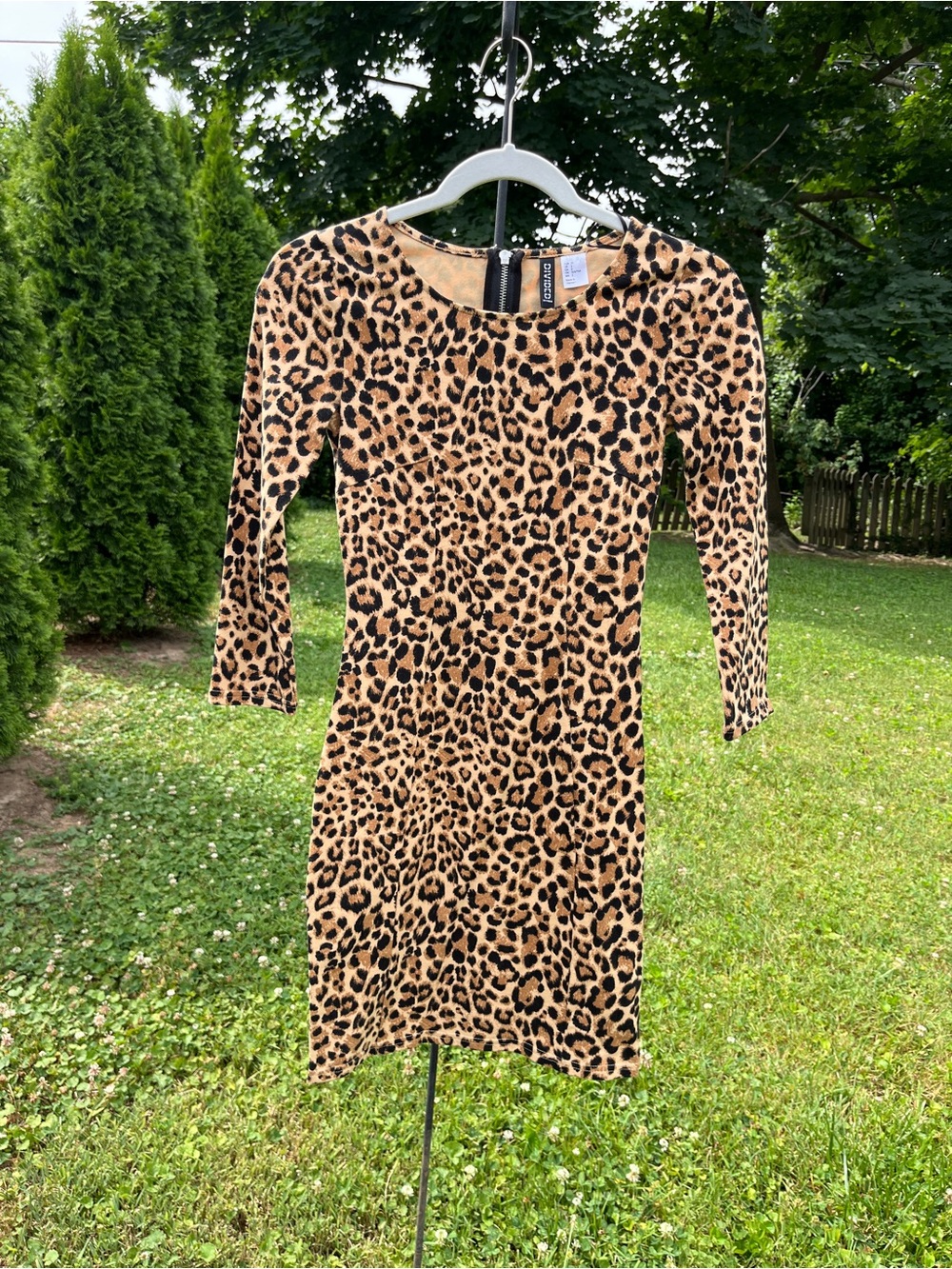 H&M Divided label Leopard Print Long Sleeve Bodycon Dress - Tan & Black